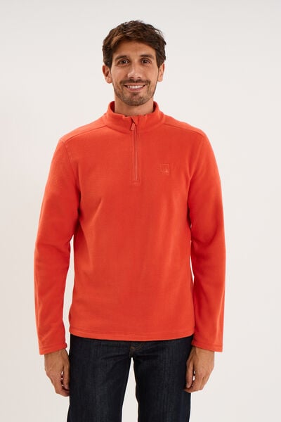 Sweat polaire col camionneur rouge homme