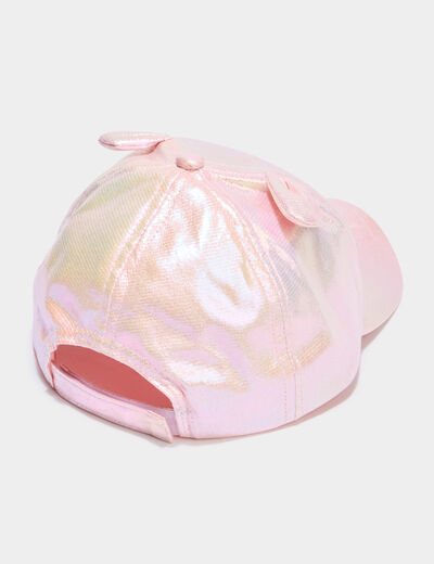 Casquette bomb&eacute;e holographique rose fille