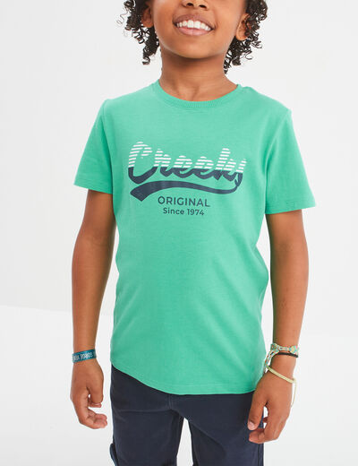 T-shirt col rond manches courtes Creeks vert garçon