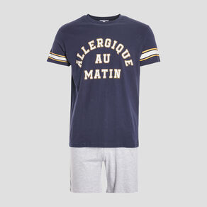 Ensemble pyjama 2 pièces bleu marine homme