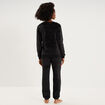 Ensemble pyjama effet polaire col rond noir femme