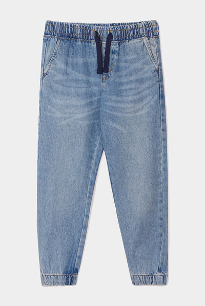 Jeans jogger regular taille élastiquée denim double stone garçon