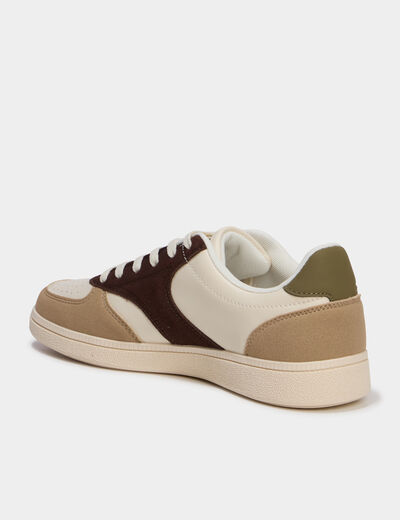 Baskets basses &agrave; lacets vert kaki femme