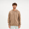Sweat zipp&eacute; molleton &agrave; capuche taupe homme