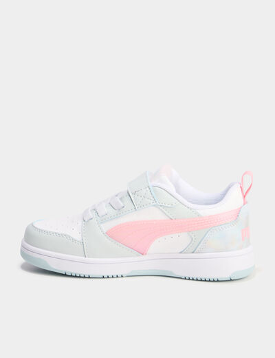 Tennis basses à scratchs Puma vert pastel fille