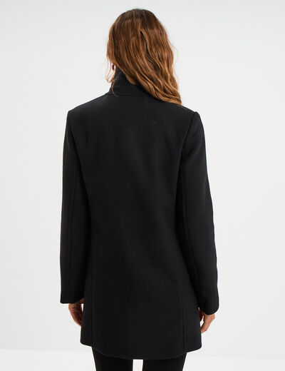 Manteau double boutonnage noir femme