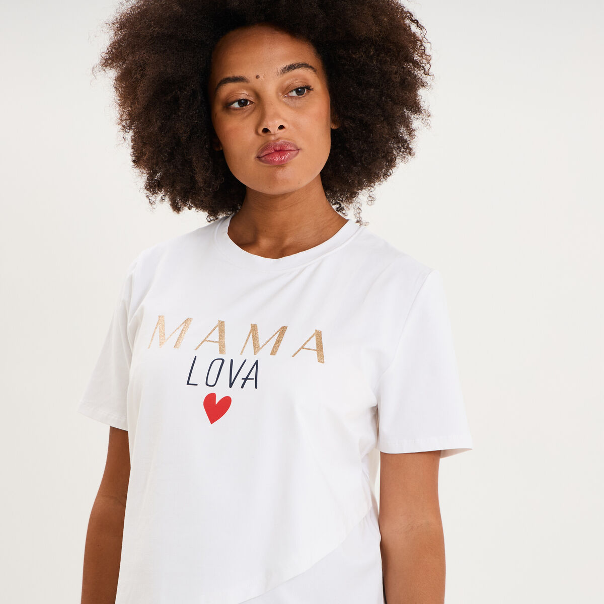 T-shirt manches courtes allaitement blanc femme maternit&eacute;