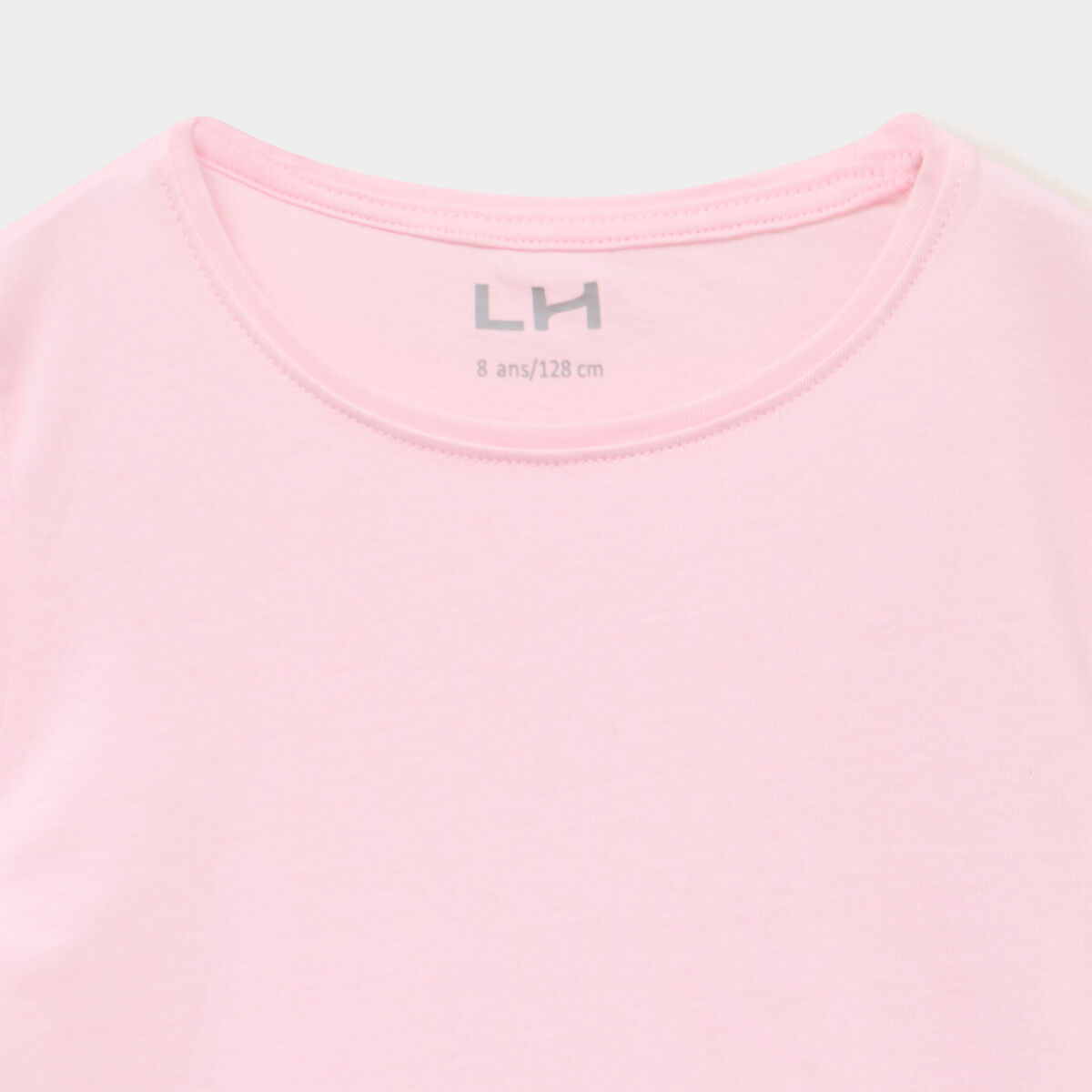 T-shirt manches courtes en coton rose clair fille