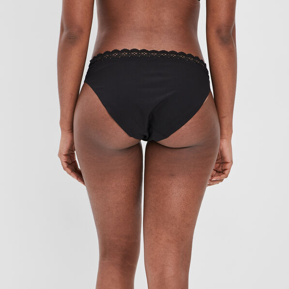 Shorty côtelé micro dentelle noir femme