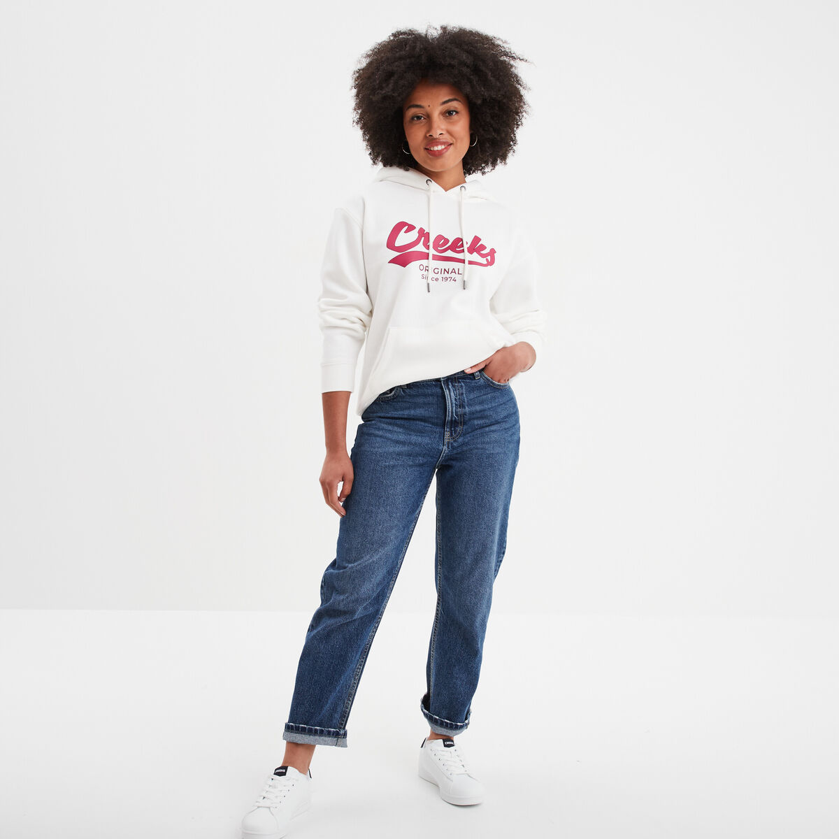 Sweat &agrave; capuche hoodie blanc femme