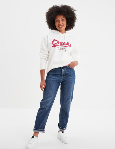 Sweat &agrave; capuche hoodie blanc femme