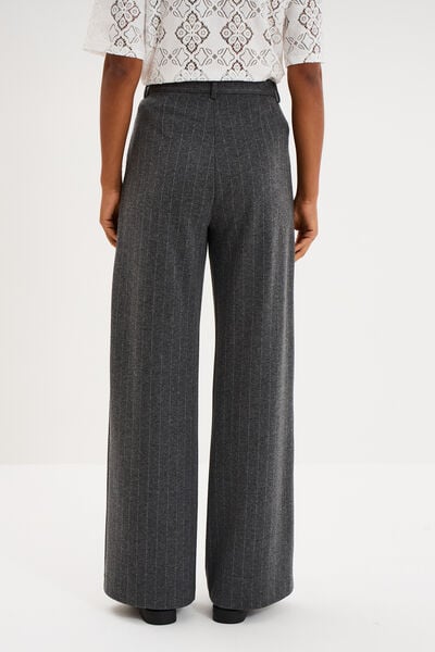 Pantalon large taille haute milano gris femme