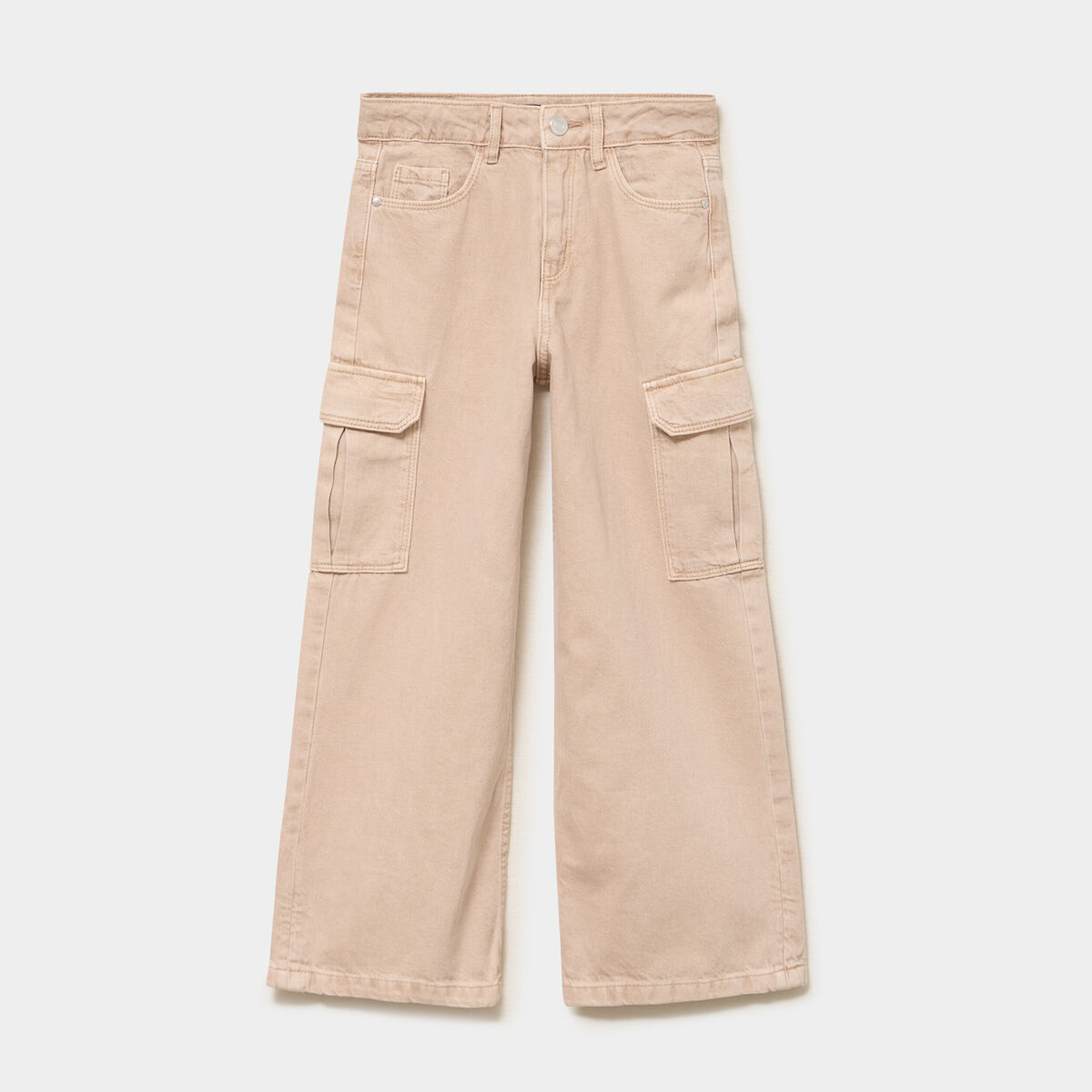 Pantalon large battle poches &agrave; rabat sable fille