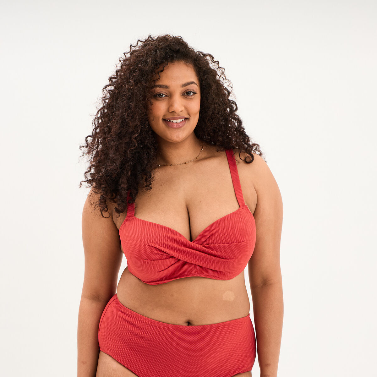 Haut de maillot de bain bandeau crois&eacute; rouge femme grande taille