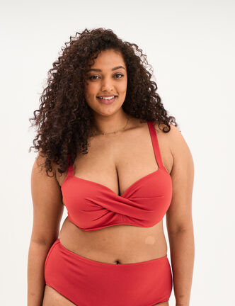 Haut de maillot de bain bandeau crois&eacute; rouge femme grande taille
