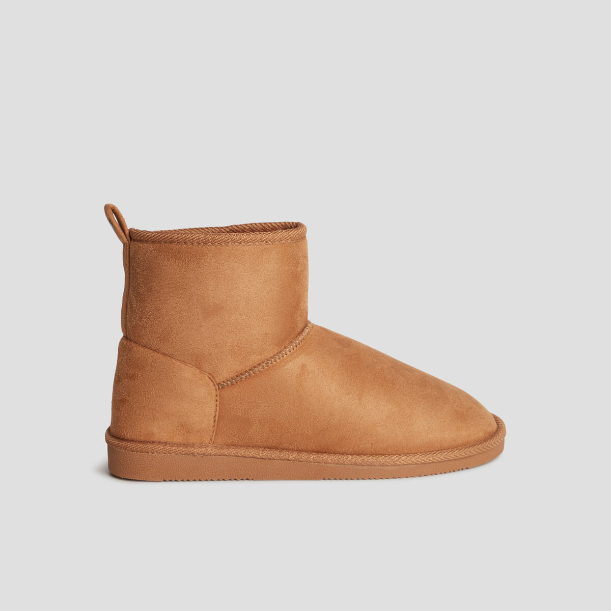 Bottines fourr&eacute;es effet su&eacute;dine sable femme