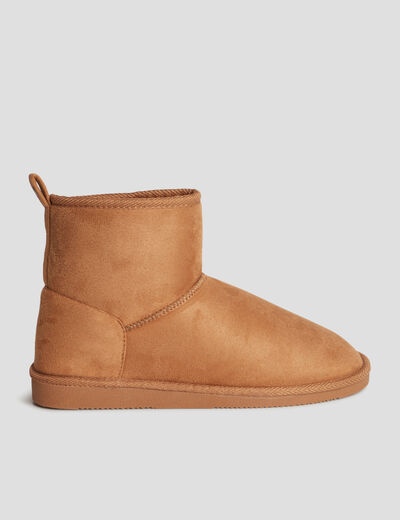 Bottines fourr&eacute;es effet su&eacute;dine sable femme