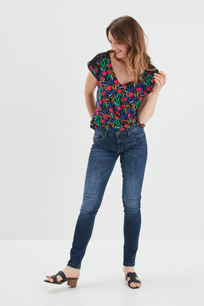 T-shirt dentelle épaules et dos noir femme