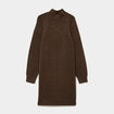 Robe pull col montant manches longues marron femme
