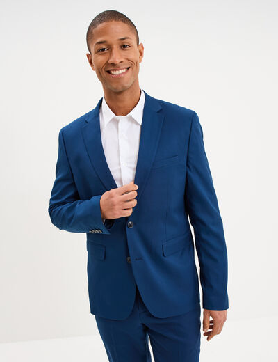 Veste blazer costume manches longues bleu electrique homme
