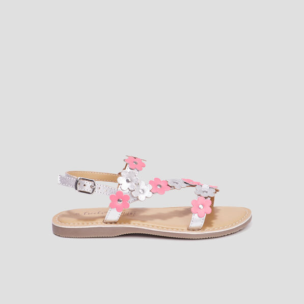 sandales brides fleurs en cuir creeks rose fille Sandales brides fleurs en cuir Creeks rose fille