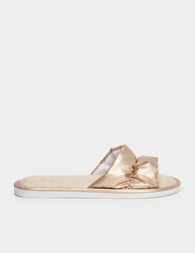 Mules matelassées métallisées couleur or femme