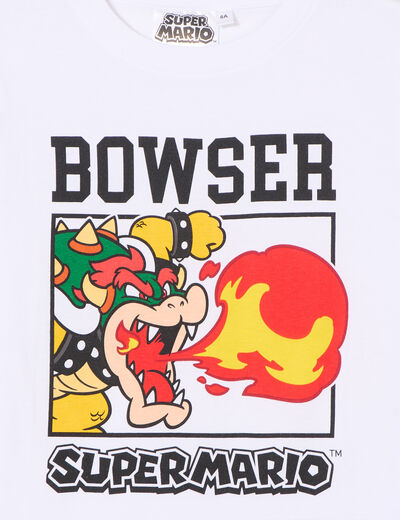 T-shirt manches courtes Mario Bowser blanc garçon