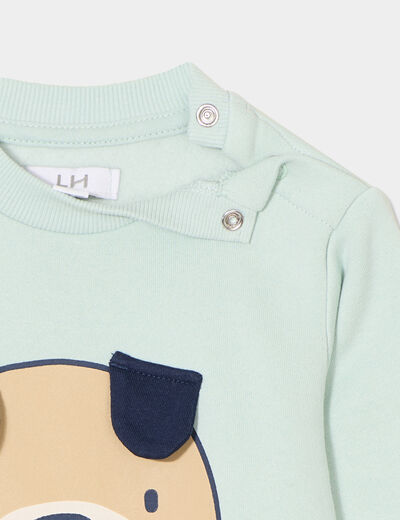 Sweat manches longues col rond vert clair bébé garçon