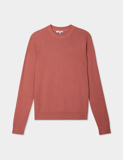 Pull avec col rond à relief vieux rose homme