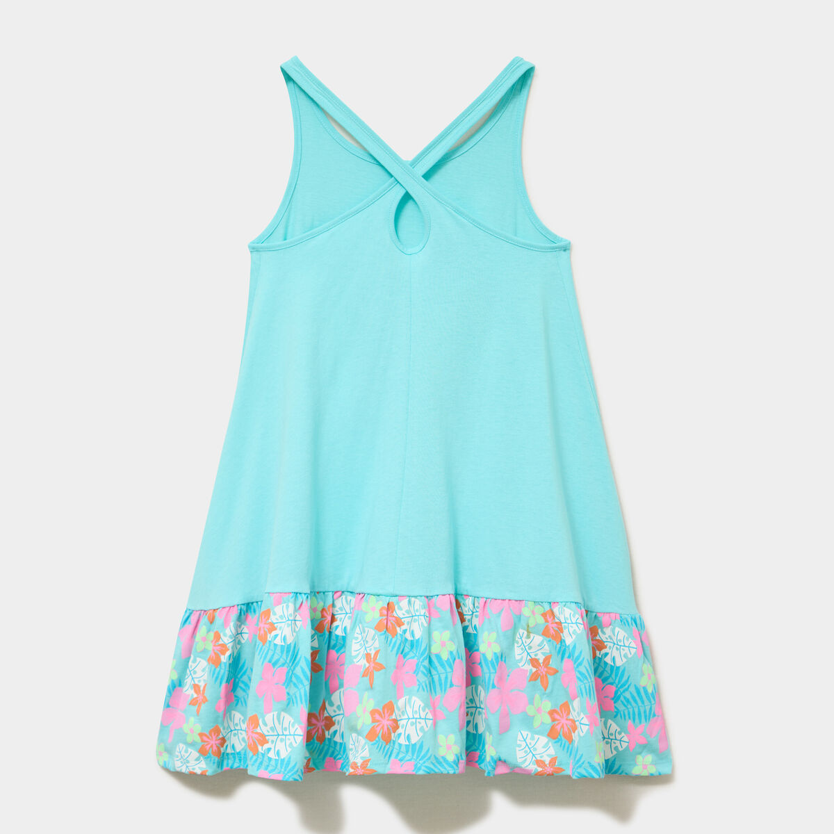 Robe sans manches &eacute;vas&eacute;e coton Vaiana bleu turquoise fille