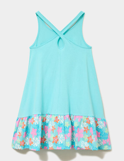 Robe sans manches &eacute;vas&eacute;e coton Vaiana bleu turquoise fille