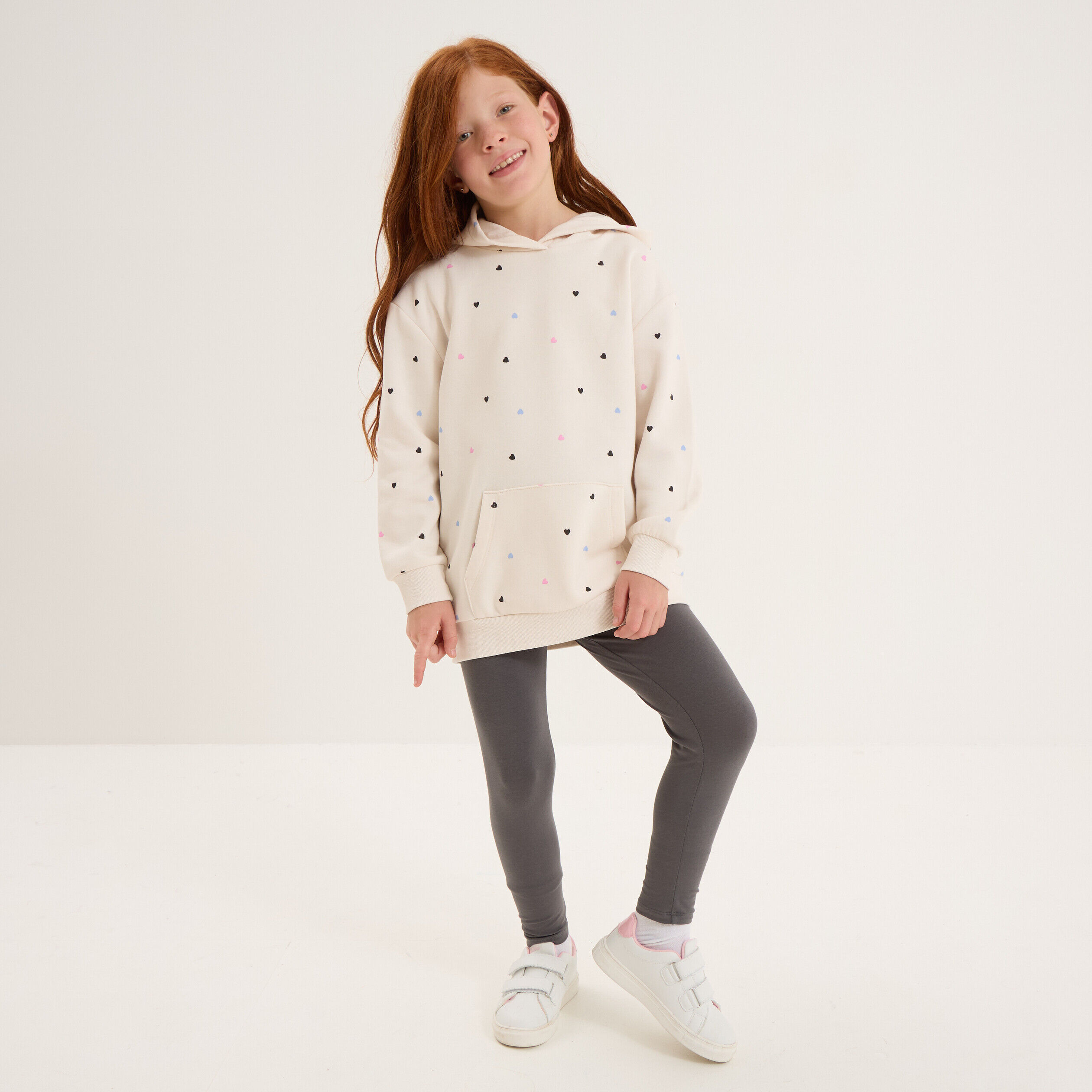 Ensemble sweat long et legging beige fille LH