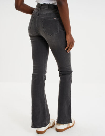Jeans flare 5 poches denim gris femme