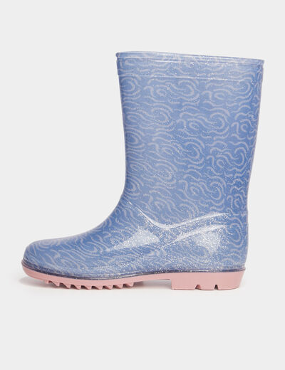 Bottes de pluie paillettes Stitch bleu fille