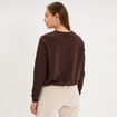 Sweat col rond manches longues marron fonc&eacute; femme