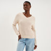 Pull col en V ecru femme
