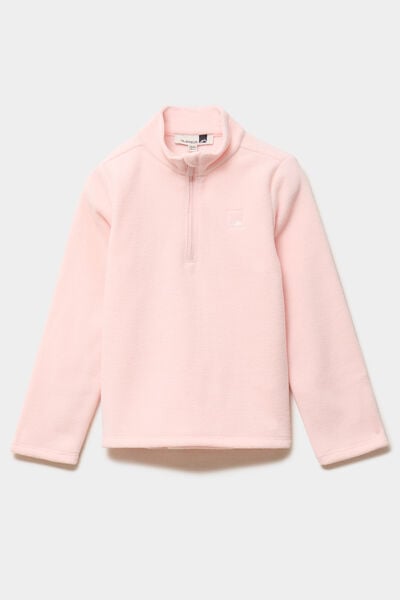 Sweat polaire col camionneur rose clair fille