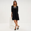 Robe longueur genou avec broderie noir femme