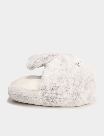 Mono chausson fausse fourrure gris femme