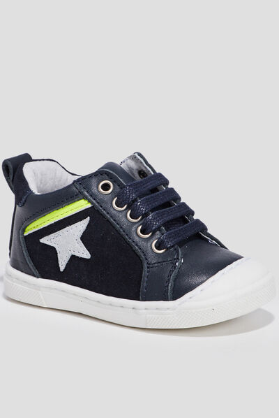 Bottillons en cuir bleu marine bébé garçon