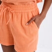 Short taille élastiquée gaze de coton orange corail femme