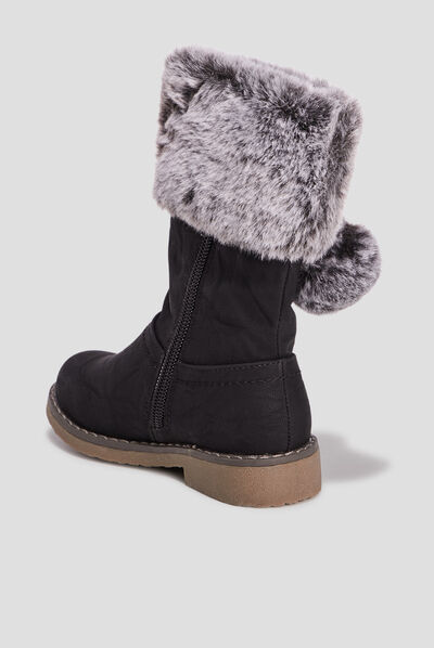 Bottes avec pompons noir fille