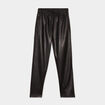 Pantalon simili cuir taille élastiquée noir femme