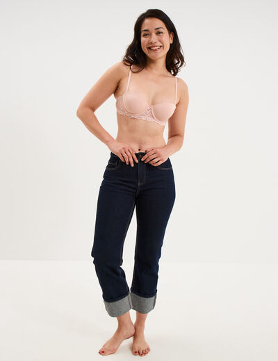 Soutien-gorge balconnet micro dentelle rose clair femme
