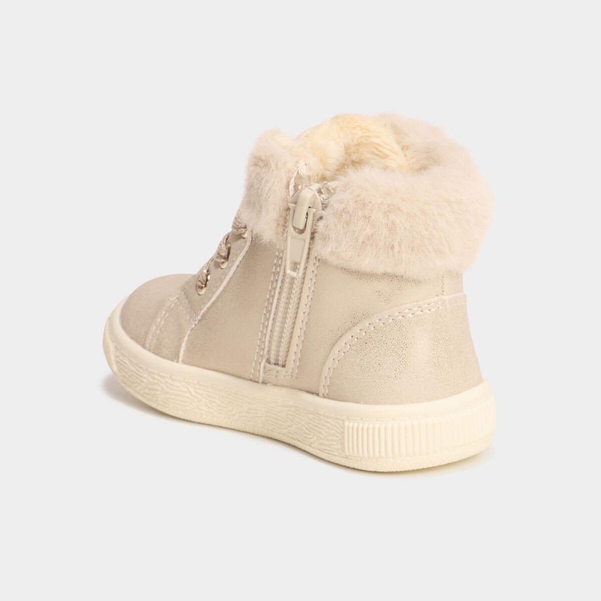 Baskets montantes zipp&eacute;es fourr&eacute;es jaune or b&eacute;b&eacute; fille