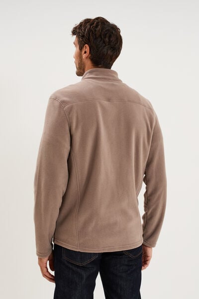 Gilet polaire zipp&eacute; manches longues gris homme