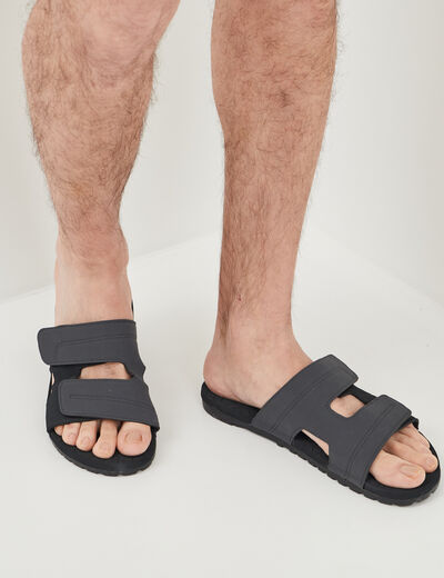 Mules à scratchs gris homme