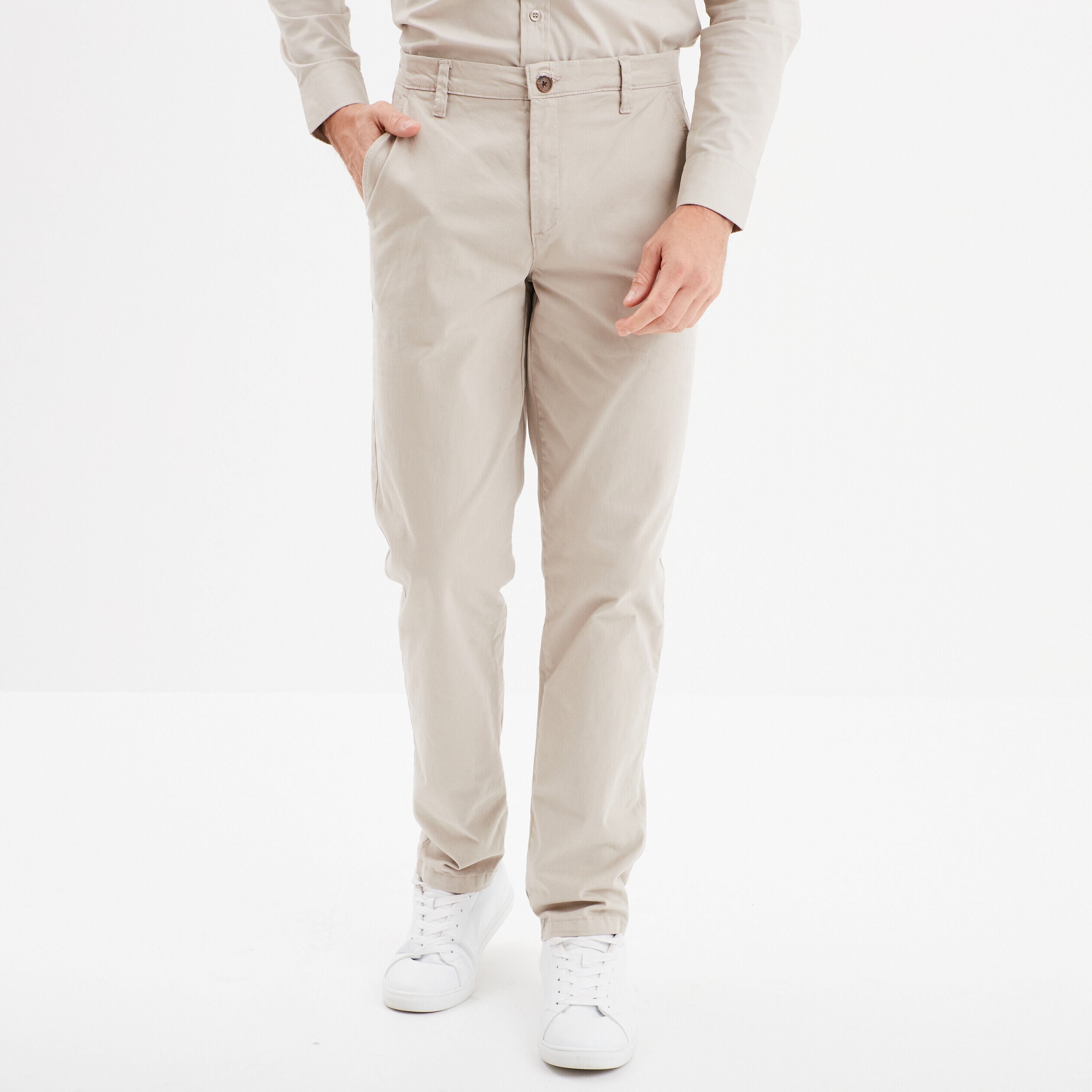 Pantalon chino droit stretch sable homme LH