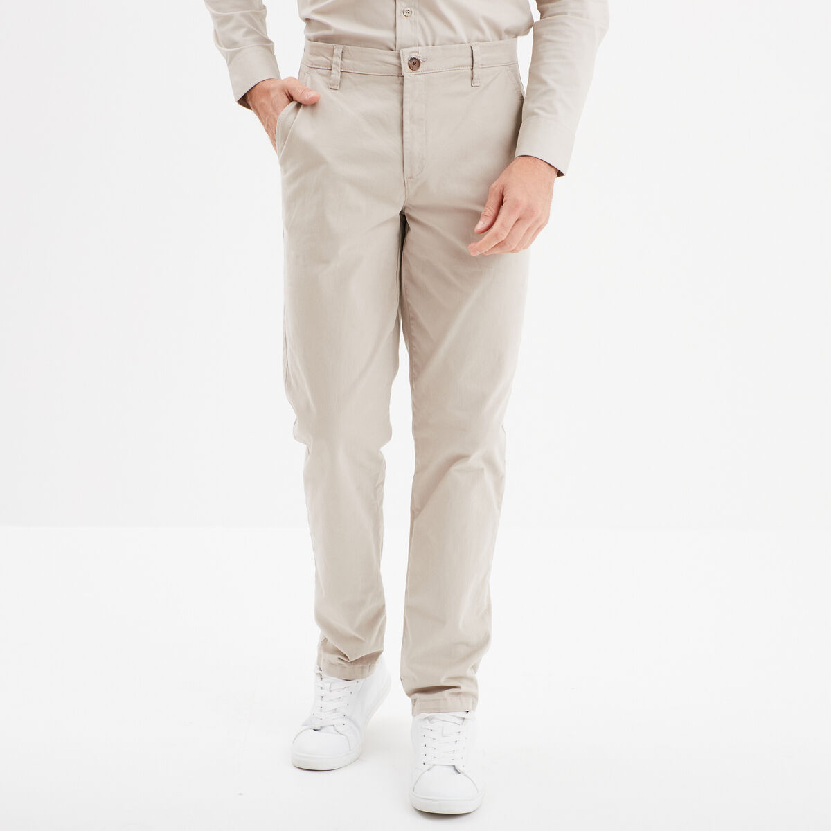 Pantalon chino droit stretch sable homme