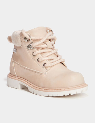 Boots zippées à lacets Trappeur rose clair fille